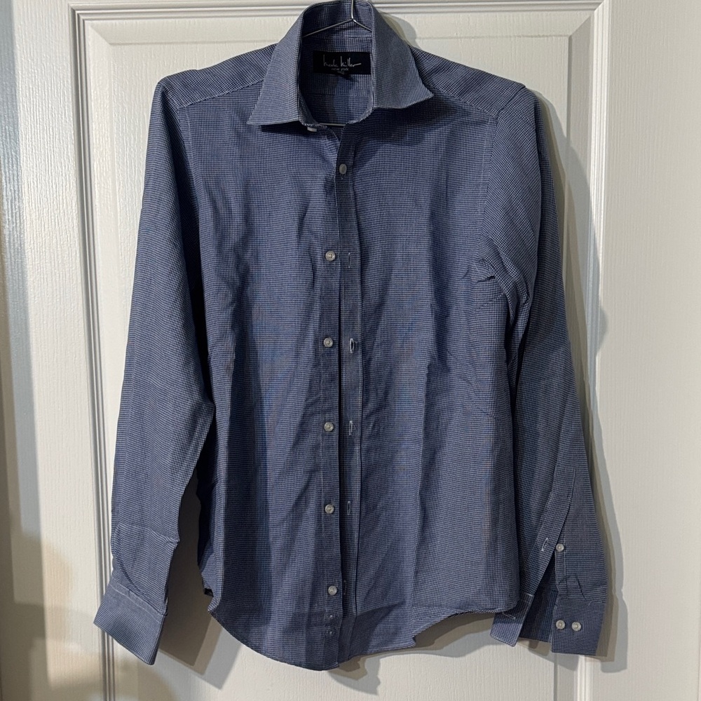 Nicole Miller Men's Long-Sleeve Dress Shirt in Navy
